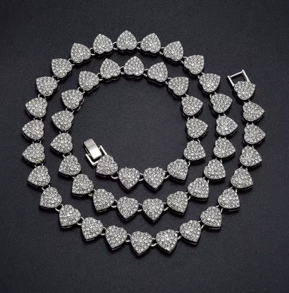 LUXIIVA® SPARKLING PAVE HEART TENNIS NECKLACE (Ready to Ship)