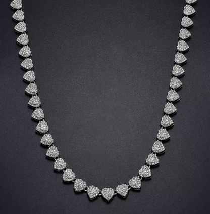 LUXIIVA® SPARKLING PAVE HEART TENNIS NECKLACE (Ready to Ship)