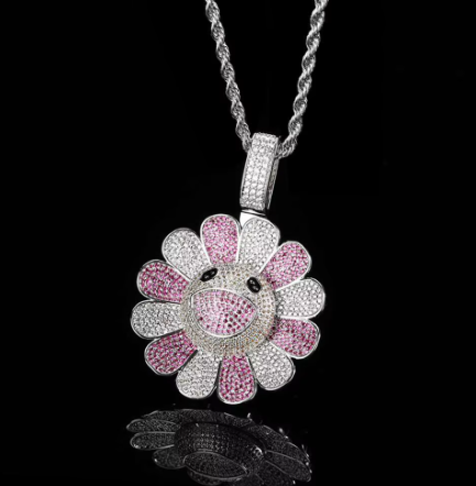 Sunflower Colorful Petal Smiley Face Necklace