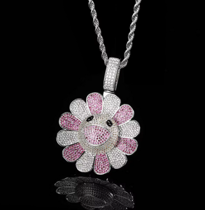 Sunflower Colorful Petal Smiley Face Necklace