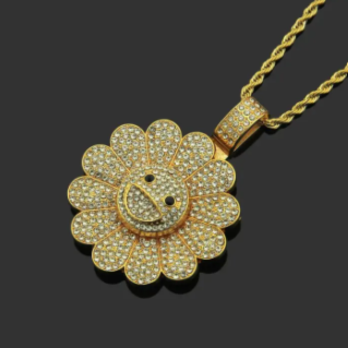 Sunflower Colorful Petal Smiley Face Necklace