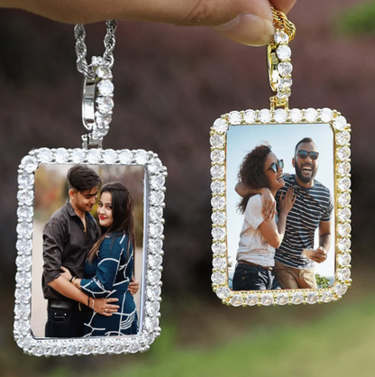 LUXIIVA® ICY RECTANGLE CUSTOM PICTURE PENDANT