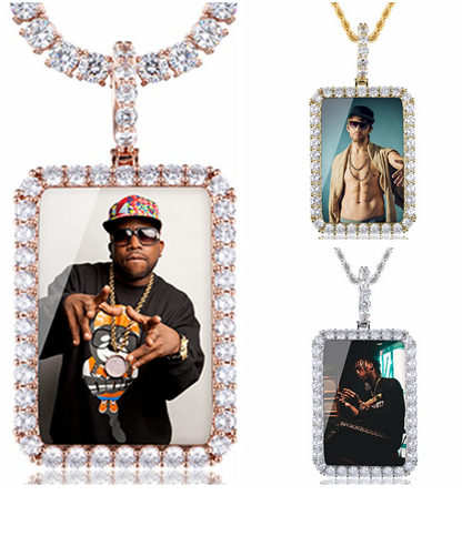 LUXIIVA® ICY RECTANGLE CUSTOM PICTURE PENDANT