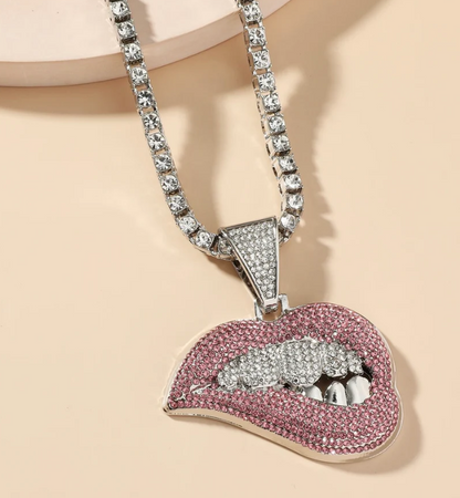 LUXIIVA® BITING LIPS ICED OUT PENDANT (Ready to Ship)