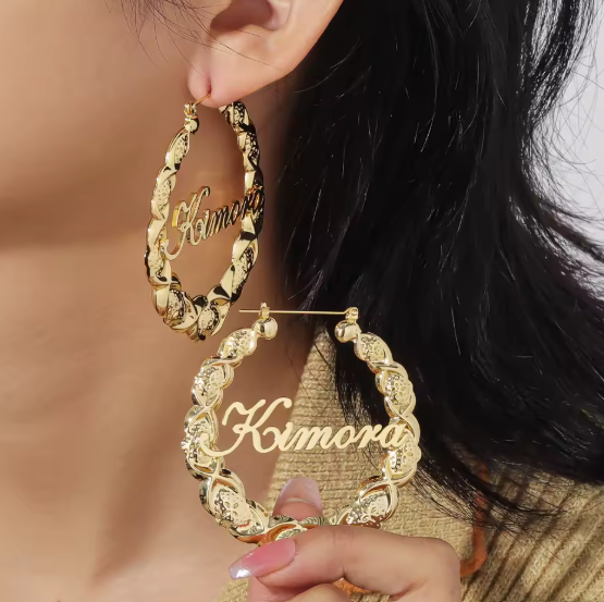 LUXIIVA® XOXO BAMBOO HOOP EARRINGS