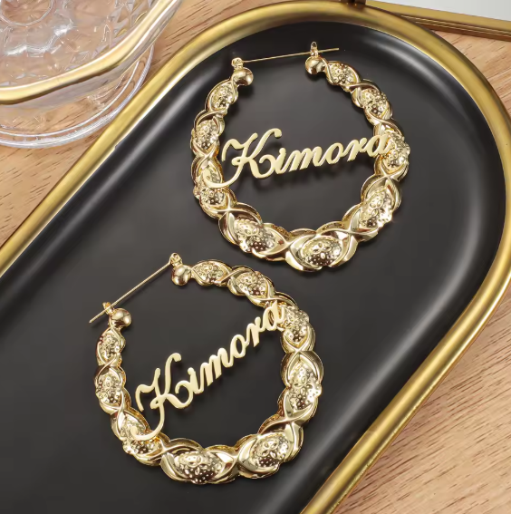 LUXIIVA® XOXO BAMBOO HOOP EARRINGS