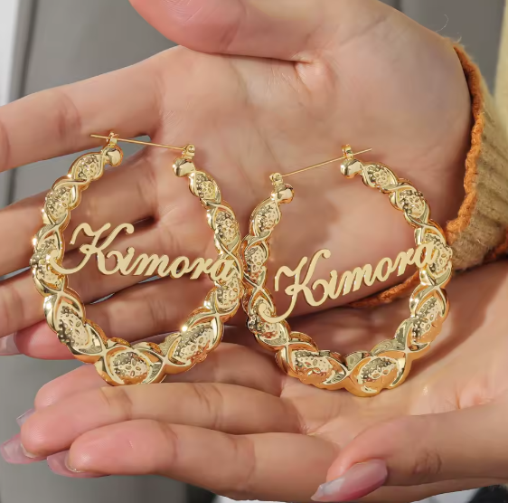 LUXIIVA® XOXO BAMBOO HOOP EARRINGS