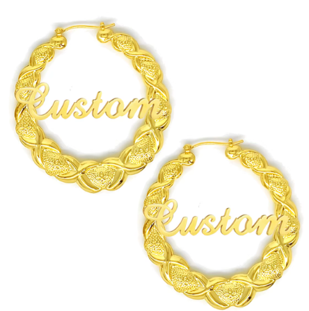 LUXIIVA® XOXO BAMBOO HOOP EARRINGS