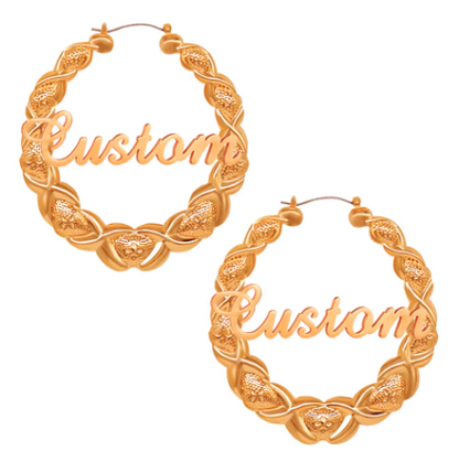 LUXIIVA® XOXO BAMBOO HOOP EARRINGS