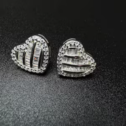 LUXIIVA® CRUSHED HEART EARRING-DIAGONAL(Ready to Ship)