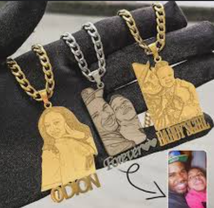 LUXIIVA® CLASSIC BLACK AND WHITE CUSTOM PICTURE  NECKLACE
