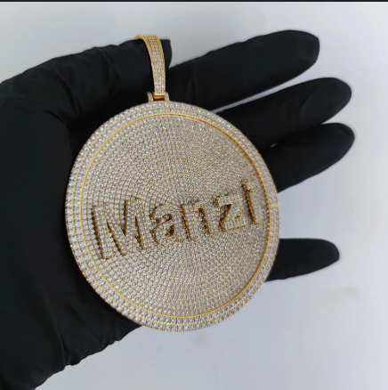 LUXIIVA®  CIRCLE HIP HOP PENDANT NECKLACE