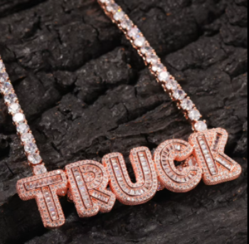 LUXIIVA® NELLY ICED OUT NAMEPLATE NECKLACE