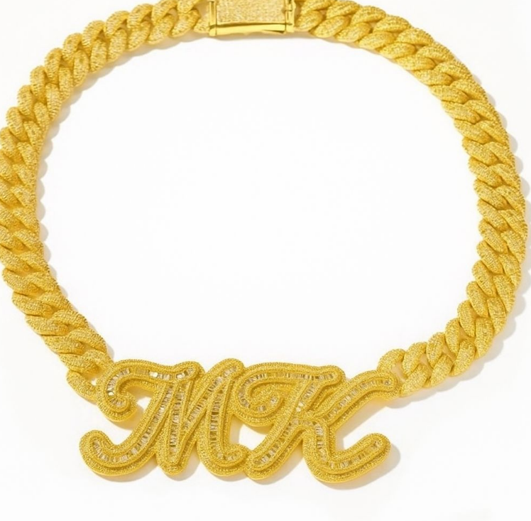 LUXIIVA® TESSY DOUBLE BLOCK LETTERS NECKLACE
