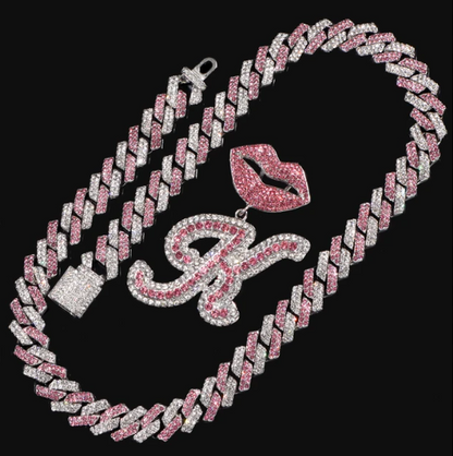 LUXIIVA® PINK LIPS INITIAL PENDANT(Ready to Ship)
