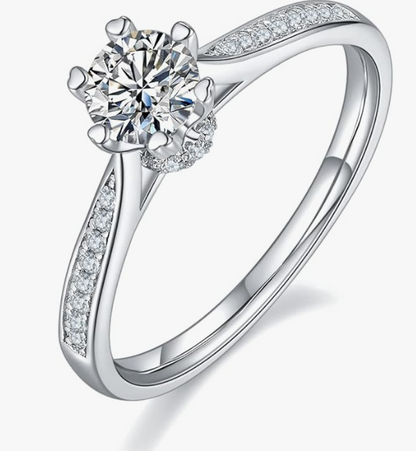 LUXIIVA® DIAMOND RING FOR WOMEN –  STERLING SILVER 4-PRONG