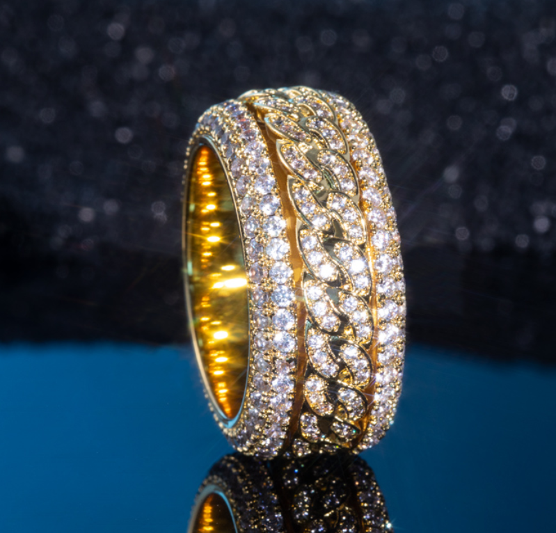 LUXIIVA® ICED ROTATABLE CUBAN RING(Ready to Ship)
