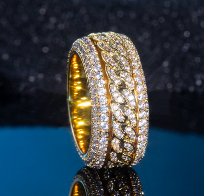 LUXIIVA® ICED ROTATABLE CUBAN RING(Ready to Ship)