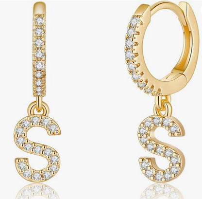 LUXIIVA® INITIAL HUGGIE HOOP EARRINGS(Ready to Ship)