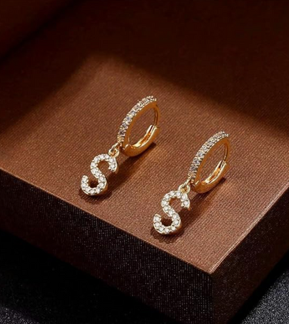 LUXIIVA® INITIAL HUGGIE HOOP EARRINGS(Ready to Ship)