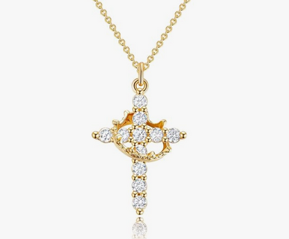 LUXIIVA® SPARKLING CROWN CROSS NECKLACE (Ready to Ship)