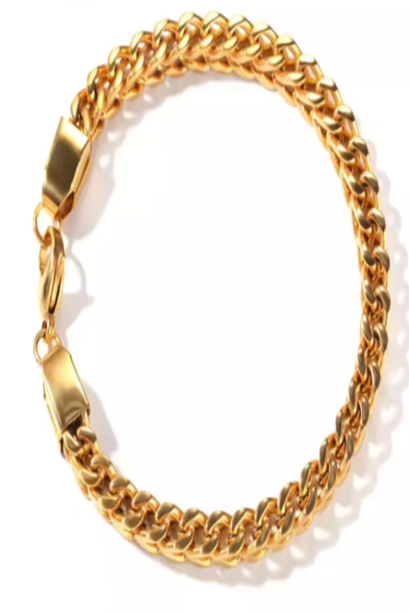 LUXIIVA Stainless Steel Cuban Bracelet - front view of Cuban link bracelet