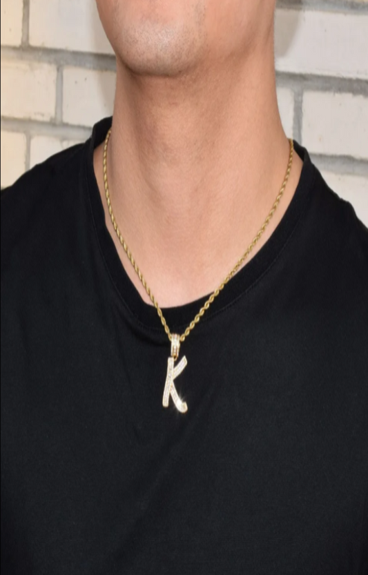 LUXIIVA® A-Z  BAGUETTE INITIAL LETTERS HIP HOP PENDANT(Ready to Ship)