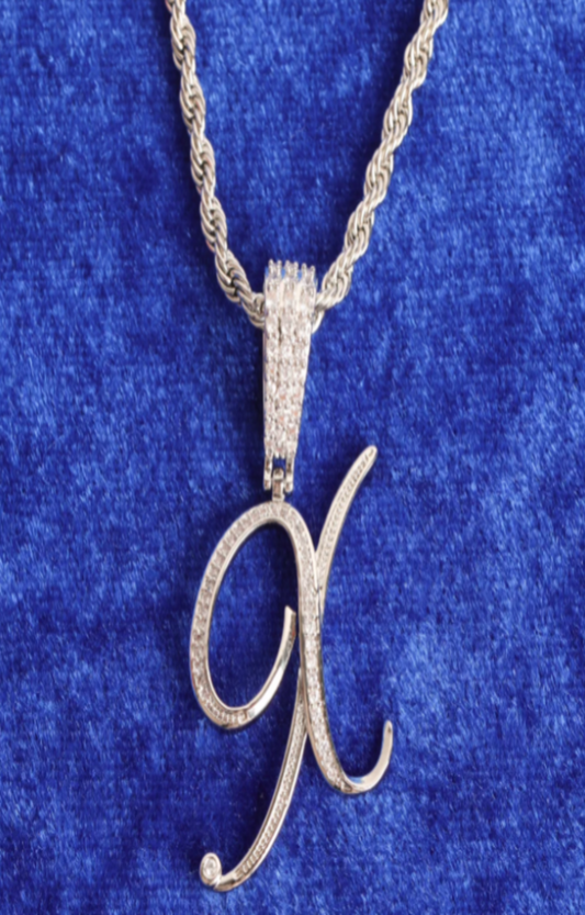 LUXIIVA® WOMEN INITIAL CURSIVE HIP HOP PENDANT(Ready to Ship)