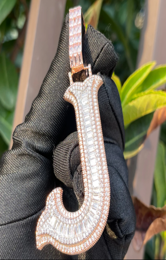 LUXIIVA® INITIAL ICED OUT BAGUETTE PENDANT(Ready to Ship)