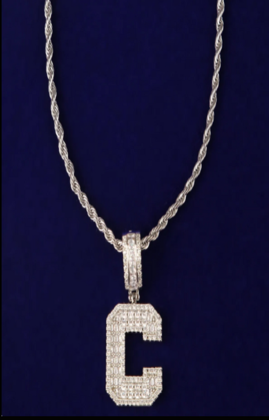 LUXIIVA® INITIAL BAGUETTE PENDANT SOLID LETTER(Ready to Ship)