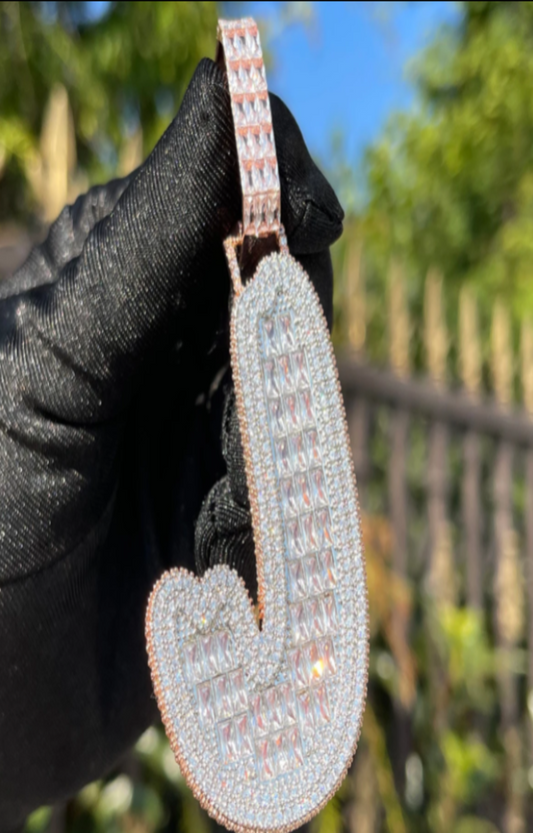 LUXIIVA® BAGUETTE INITIAL CURSIVE ICED OUT PENDANT(Ready to Ship)