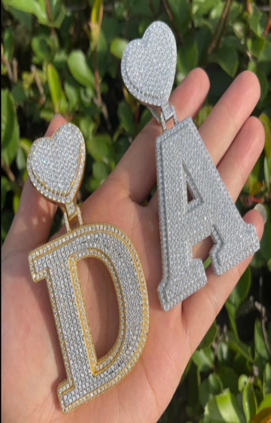 LUXIIVA® ICED OUT INITIAL LOVE PENDANT(Ready to Ship)