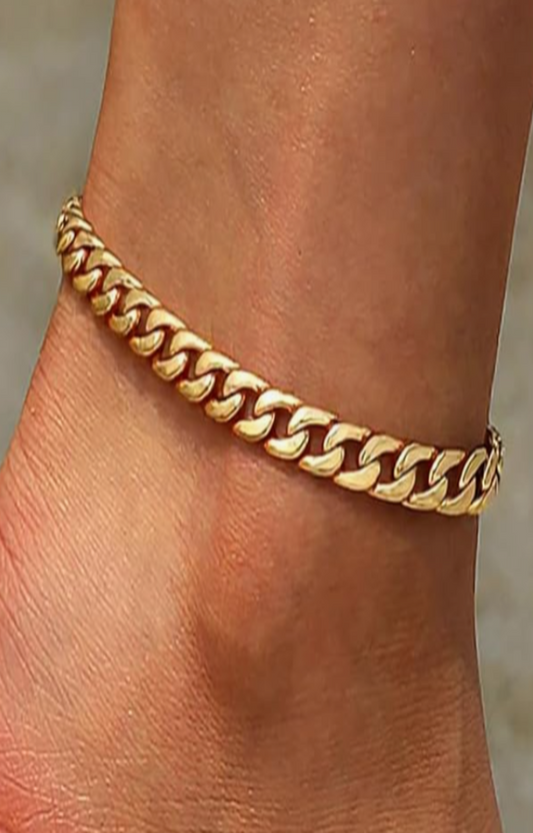 LUXIIVA® CUBAN LINK PLATINUM ANKLET (Ready to Ship)