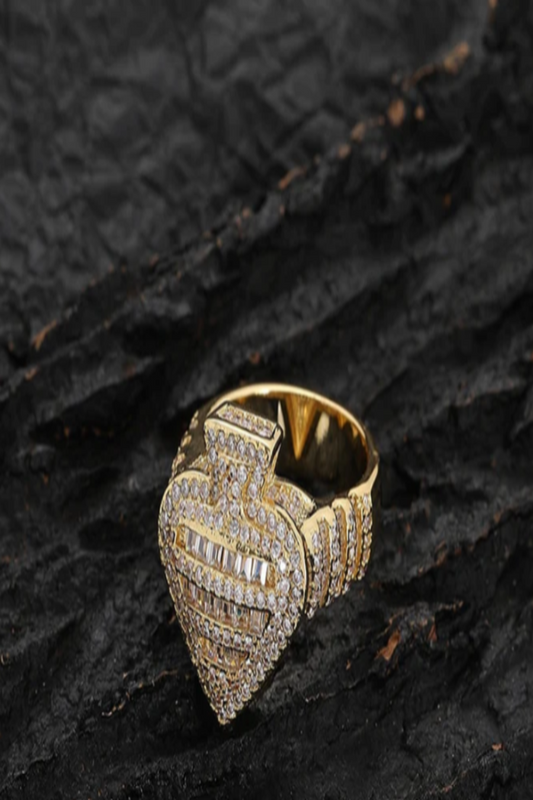 LUXIIVA® BAGUETTE  ACE OF SPADES BAND RING (Ready to Ship)