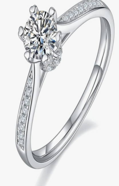 LUXIIVA® DIAMOND RING FOR WOMEN –  STERLING SILVER 4-PRONG