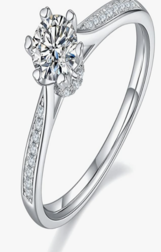 LUXIIVA® DIAMOND RING FOR WOMEN –  STERLING SILVER 4-PRONG