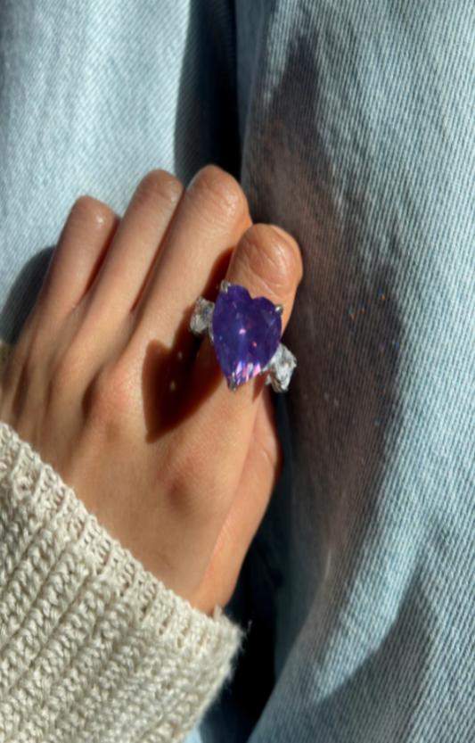 LUXIIVA® AMETHYST HEART SPARKLE RING(Ready to Ship)