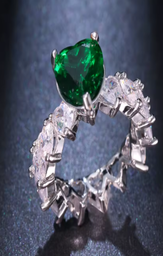 LUXIIVA®  EMERALD HEART ETERNITY RING(Ready to Ship)