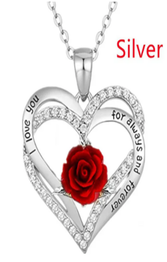 LUXIIVA® HEARTS NECKLACE W/ FLOWER(Ready to Ship)