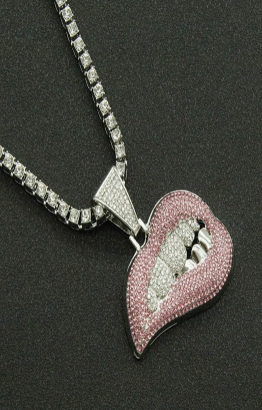 LUXIIVA® BITING LIPS ICED OUT PENDANT (Ready to Ship)
