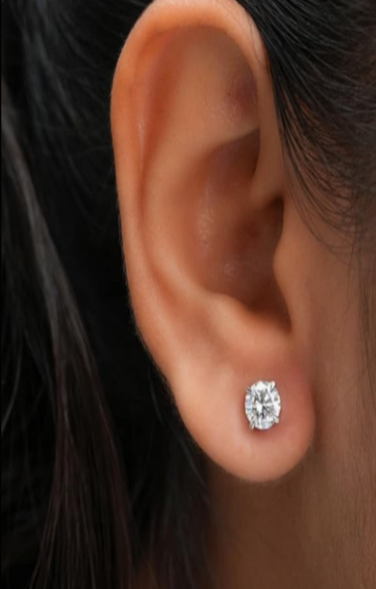 LUXIIVA® DIAMOND EARRING FOR WOMEN – STERLING SILVER 4-PRONG
