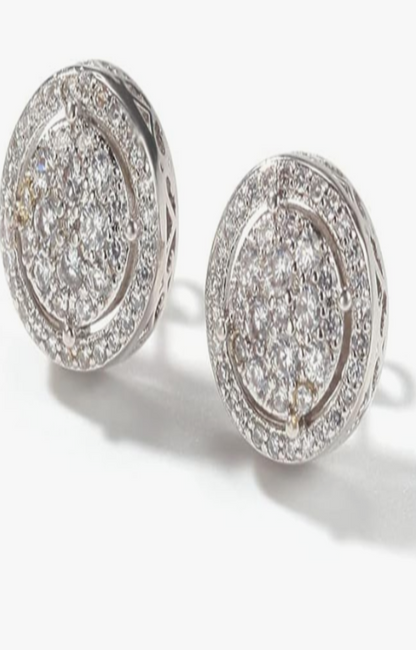 LUXIIVA® RADIANT HALO CLUSTER STUD EARRINGS