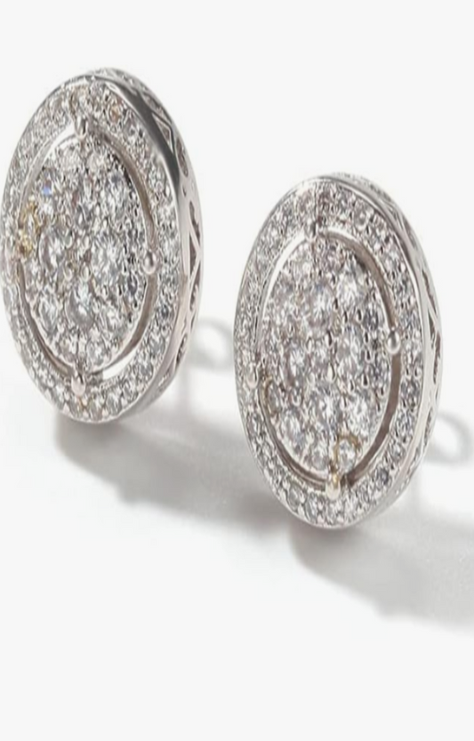 LUXIIVA® RADIANT HALO CLUSTER STUD EARRINGS