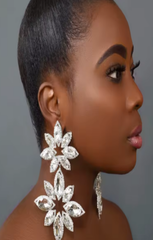 LUXIIVA® CRYSTAL BLOOM STATEMENT DROP EARRINGS(Ready to Ship)