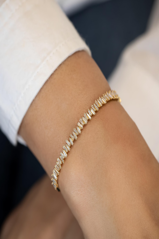 LUXIIVA® LUXE BAGUETTE-CUT CZ BRACELET– 14K GOLD PLATED (Ready to Ship)