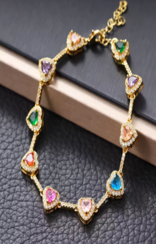 LUXIIVA®  HEART GEMSTONE TENNIS BRACELET(Ready to Ship)