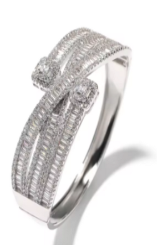 LUXIIVA® MULTI-ROW OVERLAPPED DIAMOND BANGLE(Ready to Ship)