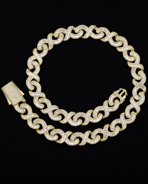 LUXIIVA Infinity Link Necklace - close-up of necklace details