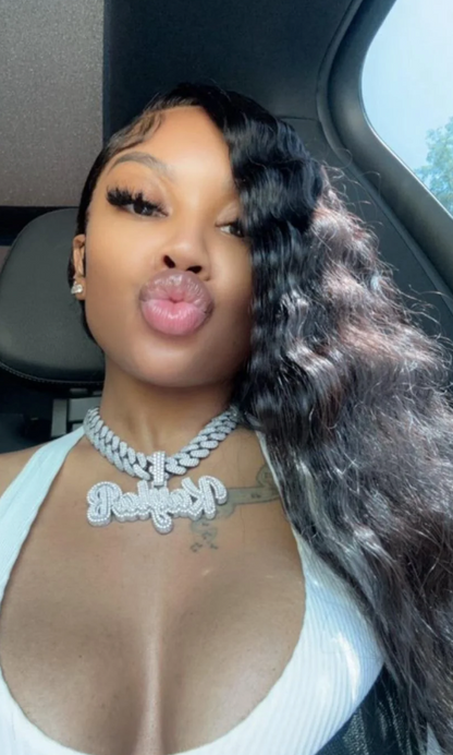 LUXIIVA® FROSTED ICED OUT CUSTOM NAME PENDANT - CLASSIC BAIL