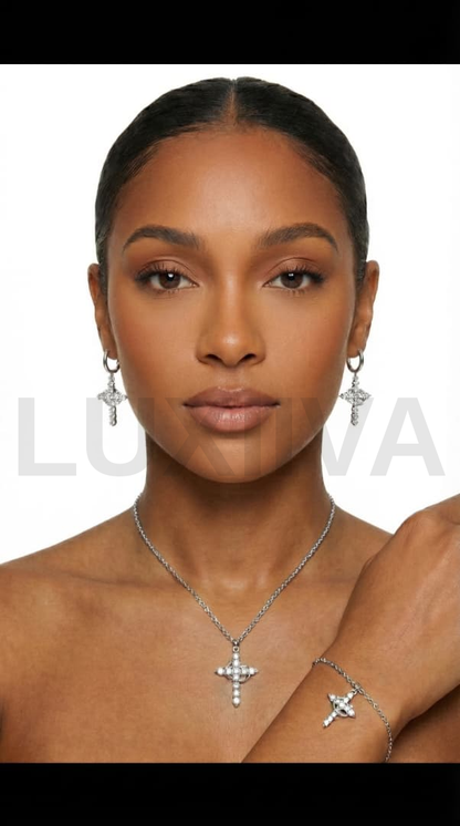 LUXIIVA Sparkling Crown Cross 3-Piece Set - additional view 19 of jewelry set